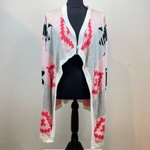 Say What? Pink, Black, White Cardigan Size L